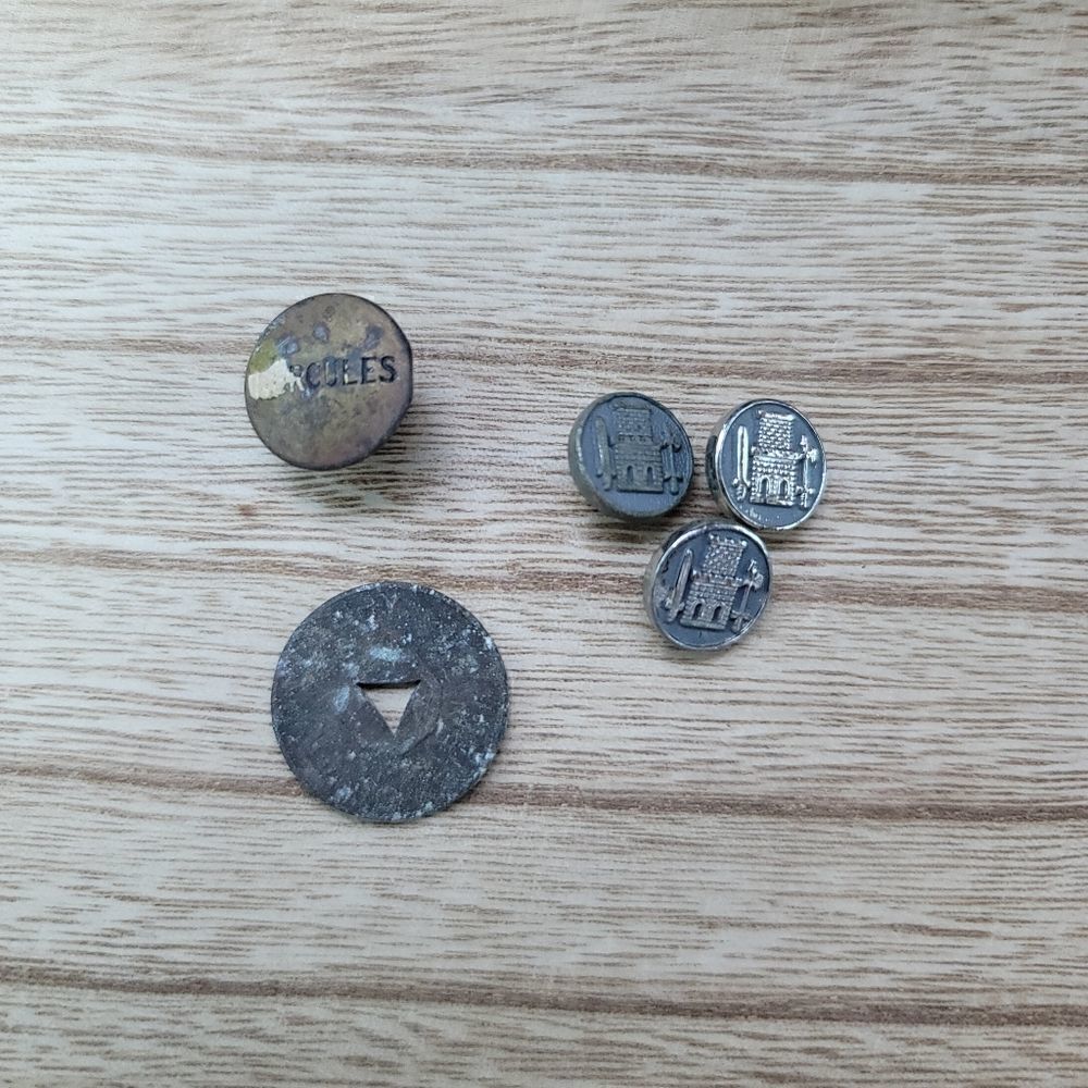 Buttons bundle vintage antique luxury tax token castle medieval sword Hercules